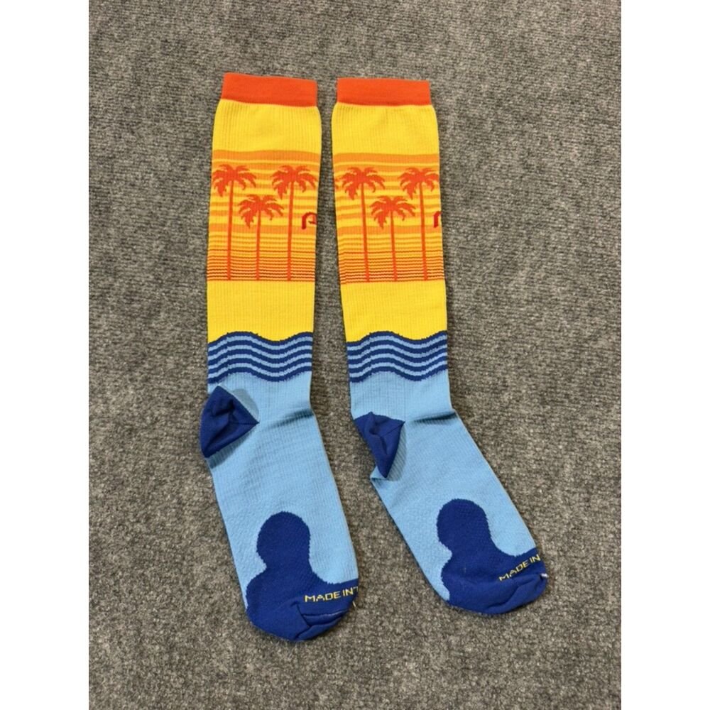 PRO Compression Socks Lot of 4 Knee High Made USA Palm Tree Stripe Olive